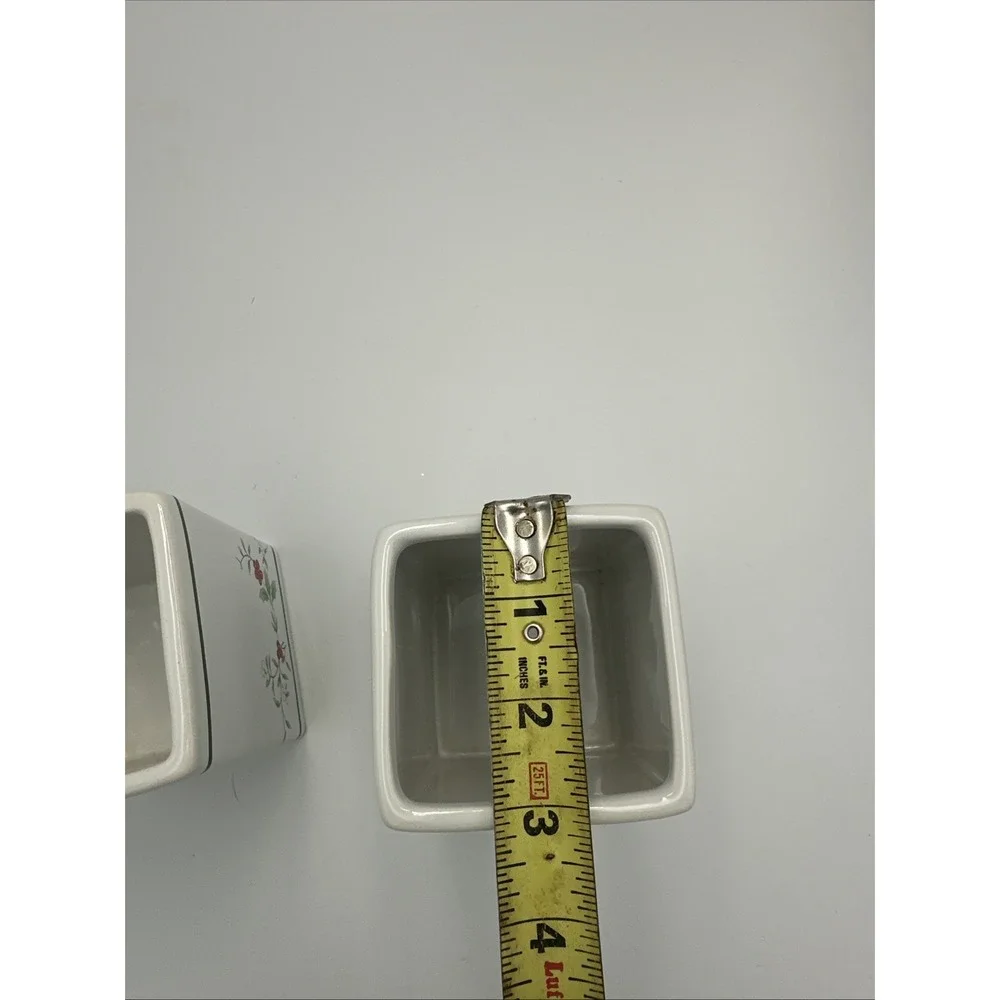 (2) Pfaltzgraff Winterberry Spoon Knife Holder Christmas Table Square‎ Stoneware